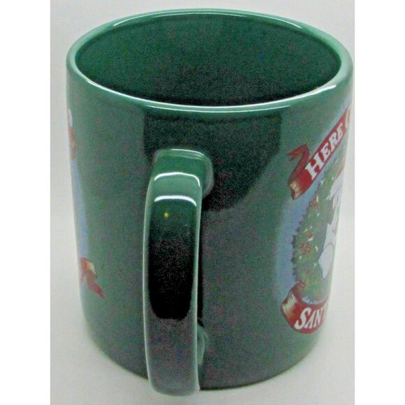 Big Dogs Coffee Mug 2007 Here Comes Santa Paws Green Jumbo Extra Large Hat - Picture 2 of 4